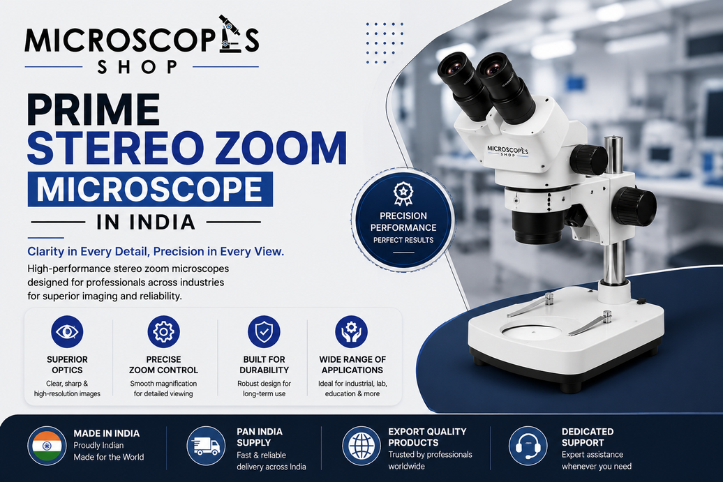 Prime Stereo Zoom Microscope in India industrial 3D continuous magnification optical system